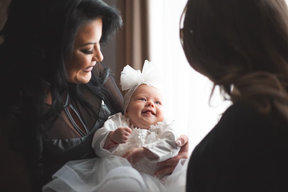 Friends posing together for a group photo at a celebration