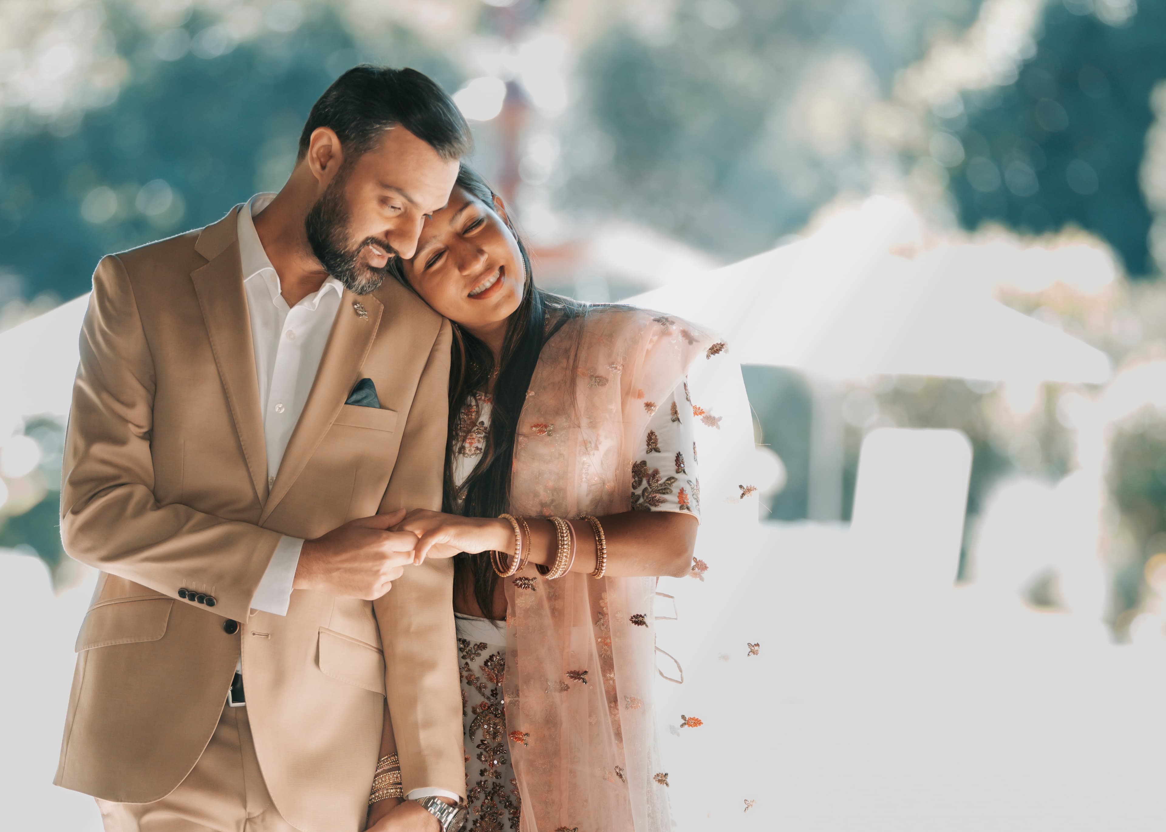 Couple embracing after the ceremony